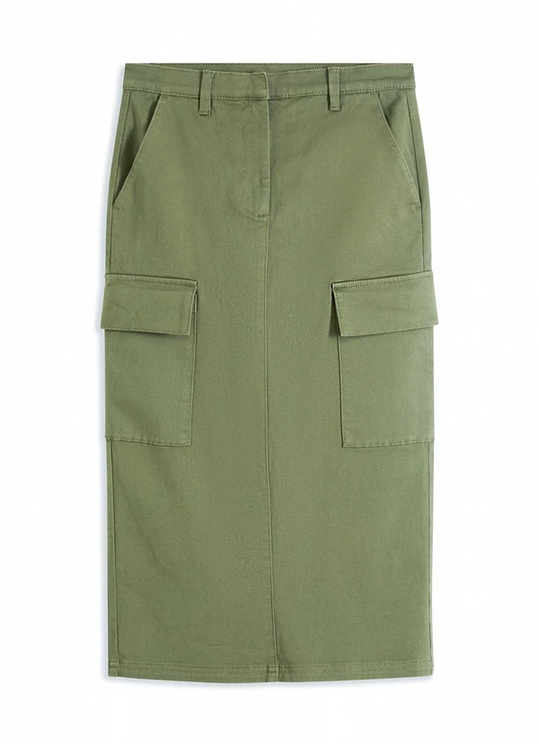 bonprix - Saia Verde Militar em Sarja 6