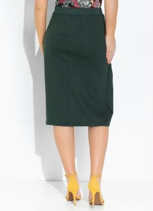 Rosalie - Saia Verde Musgo com Fenda - ROSALIE