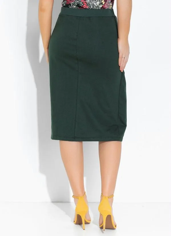 Saia Verde Musgo com Fenda Rosalie