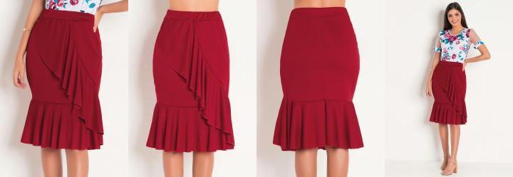 Saia Vermelha com Babados