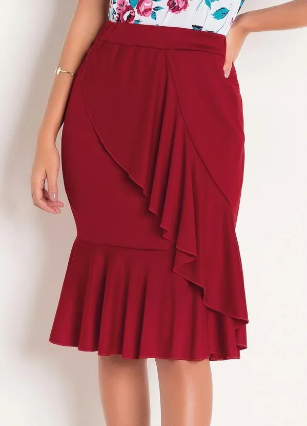 Saia Vermelha com Babados Rosalie