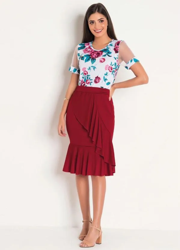 Rosalie - Saia Vermelha com Babados 4