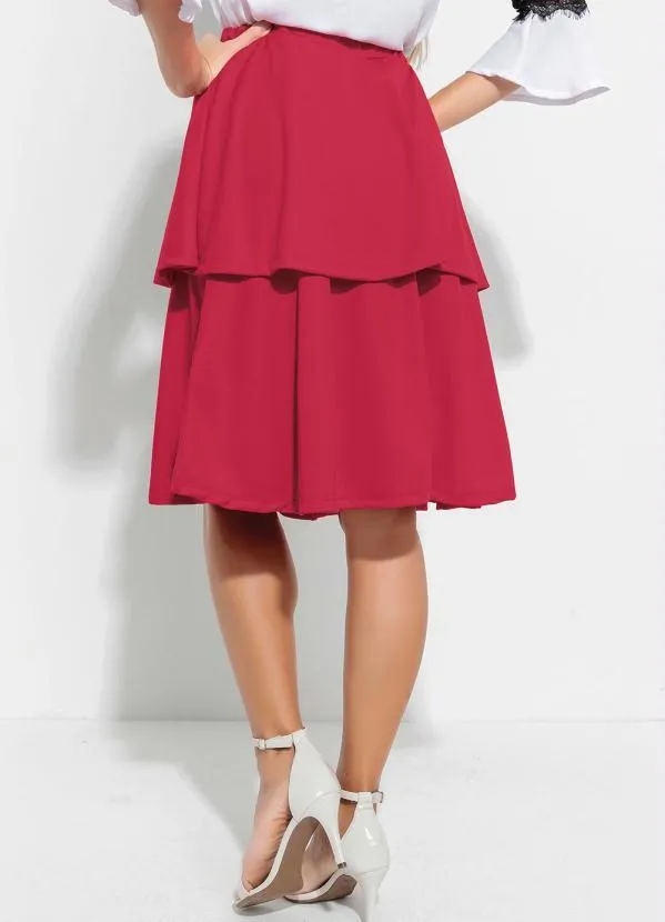 Queima Estoque - Saia Vermelha com Babados 2