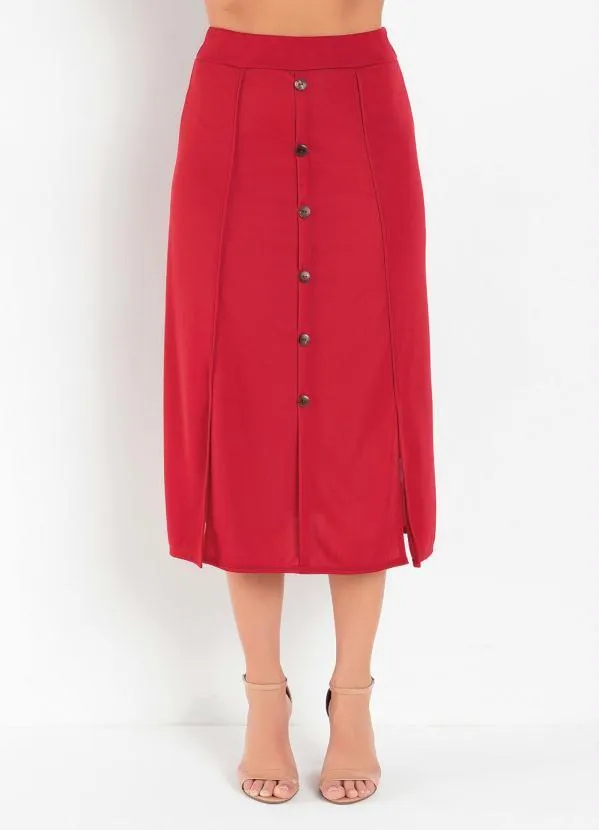 Saia Justa Saia Vermelha Com Botoes Na Frente Saia Jeans Justa Com