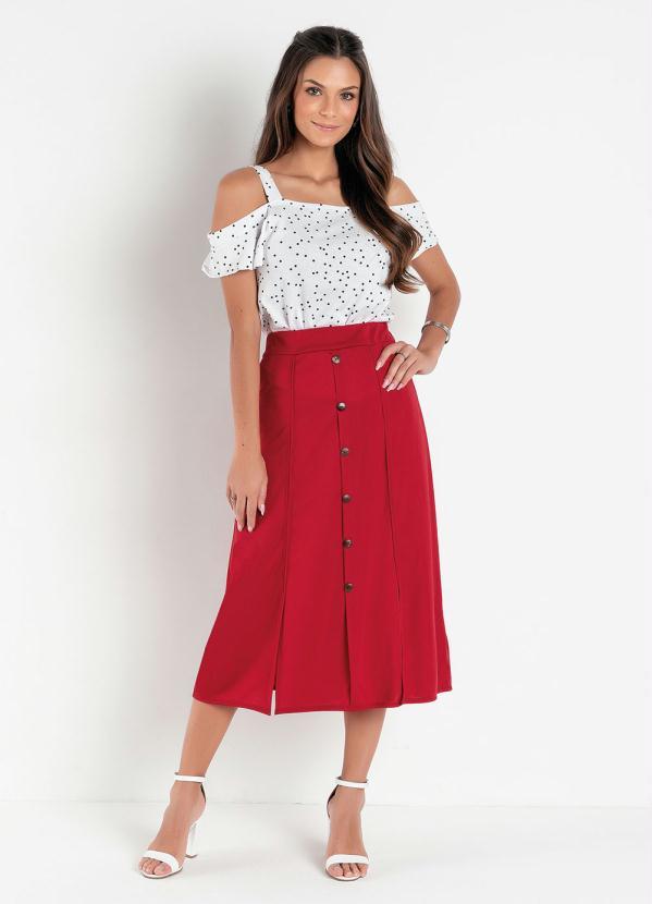 Outlet - Saia Vermelha com Fendas 3