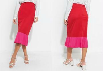 Saia Vermelha e Rosa com Babado