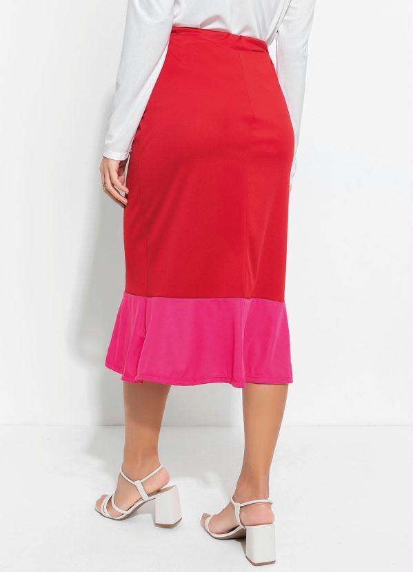 Outlet - Saia Vermelha e Rosa com Babado 2