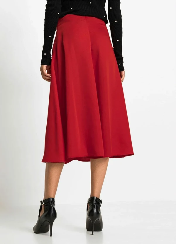 bonprix - Saia Vermelha em Microfibra 2