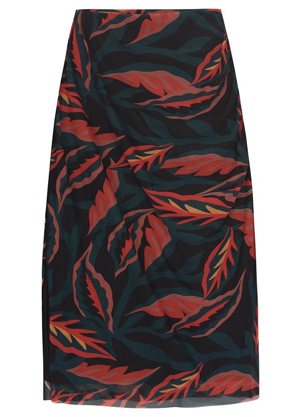 Malwee - Saia Vermelho Mídi Reta Texturizada