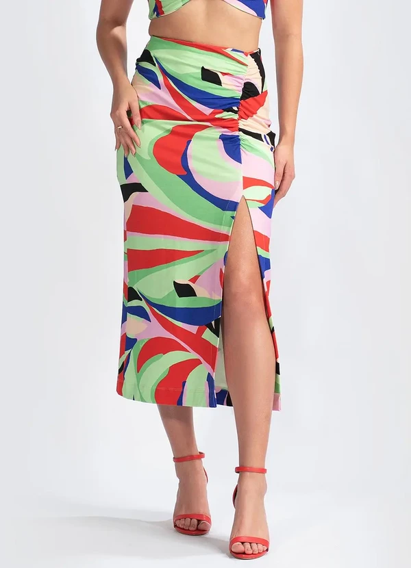 Farm - Saia Viscose Folhagem Fresca Verde