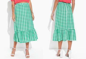 Saia Xadrez com Babado na Barra