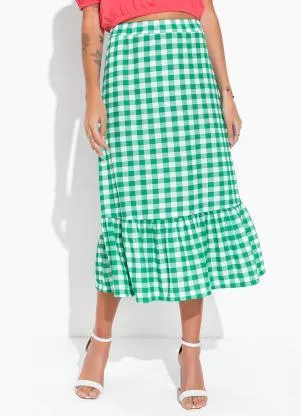 Moda Pop - Saia Xadrez com Babado na Barra - MODA POP