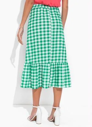 Moda Pop - Saia Xadrez com Babado na Barra - MODA POP