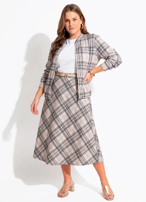 Quintess - Saia Xadrez em Malha Canelada - QUINTESS