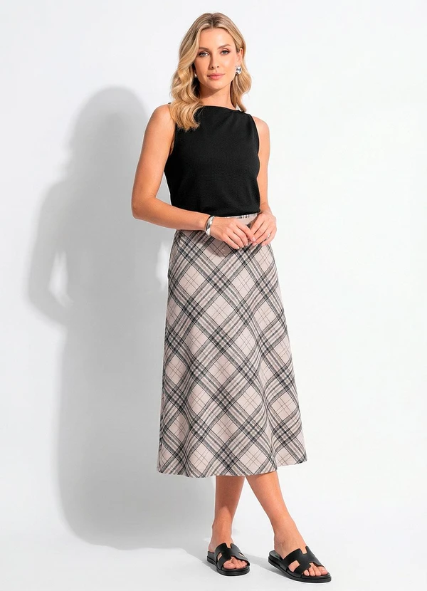 Quintess - Saia Xadrez em Malha Canelada 3