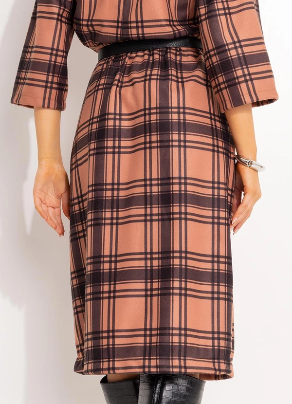 Quintess - Saia Xadrez Marrom em Malha 2