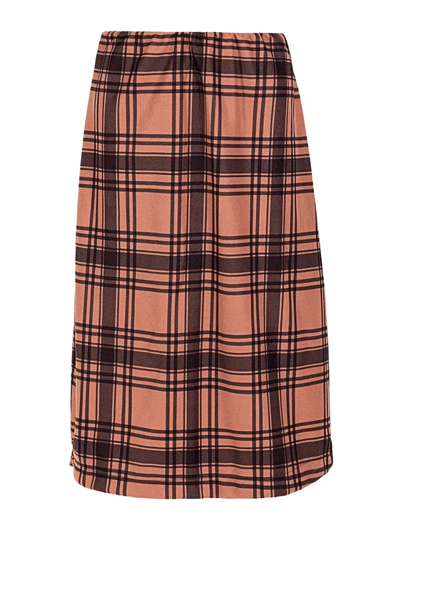 Quintess - Saia Xadrez Marrom em Malha 6
