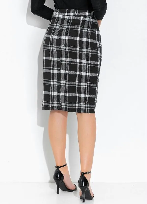 Rosalie - Saia Xadrez Preto com Elástico 2