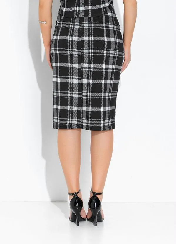 Rosalie - Saia Xadrez Preto com Elástico 4
