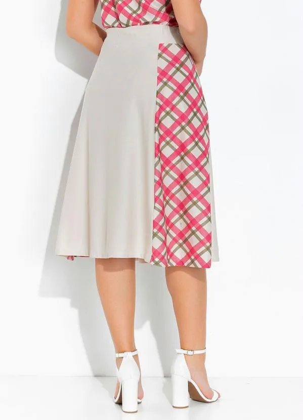 Rosalie - Saia Xadrez Rosa Evasê 2