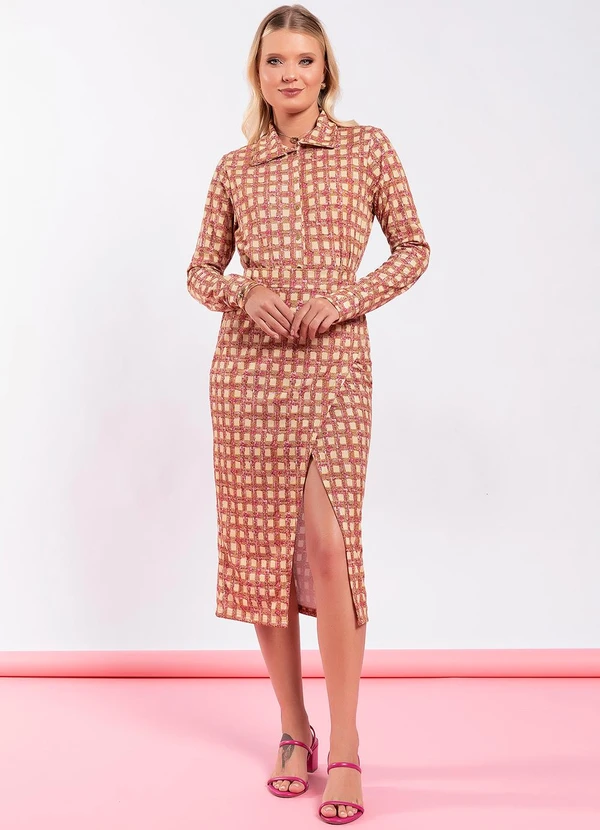 Moda Pop - Saia Xadrez Textura em Malha 3