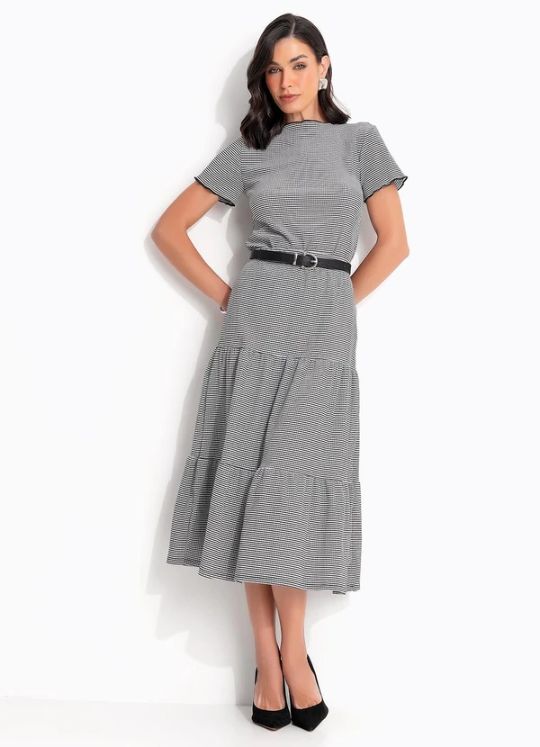 Quintess - Saia Xadrez Vichy em Malha Texturizada 10