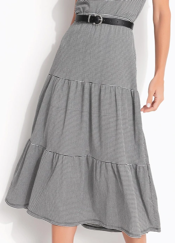 Quintess - Saia Xadrez Vichy em Malha Texturizada 3