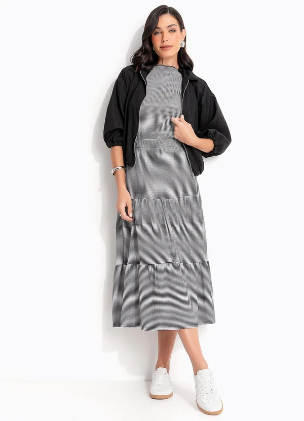 Quintess - Saia Xadrez Vichy em Malha Texturizada 5