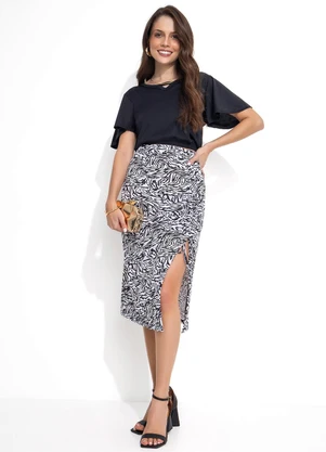 Moda Pop - Saia Zebra Abstrata em Malha - MODA POP