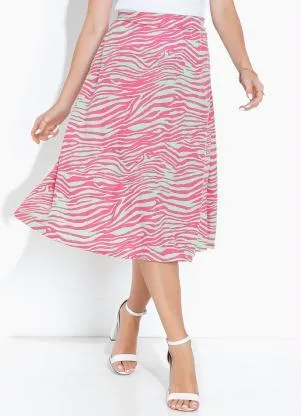 Moda Pop - Saia Zebra com Bolsos Funcionais e Cintura Alta - MODA POP