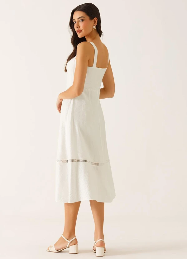 Principessa - Vestido com Alça Midi em Viscose Off White Samanta 2