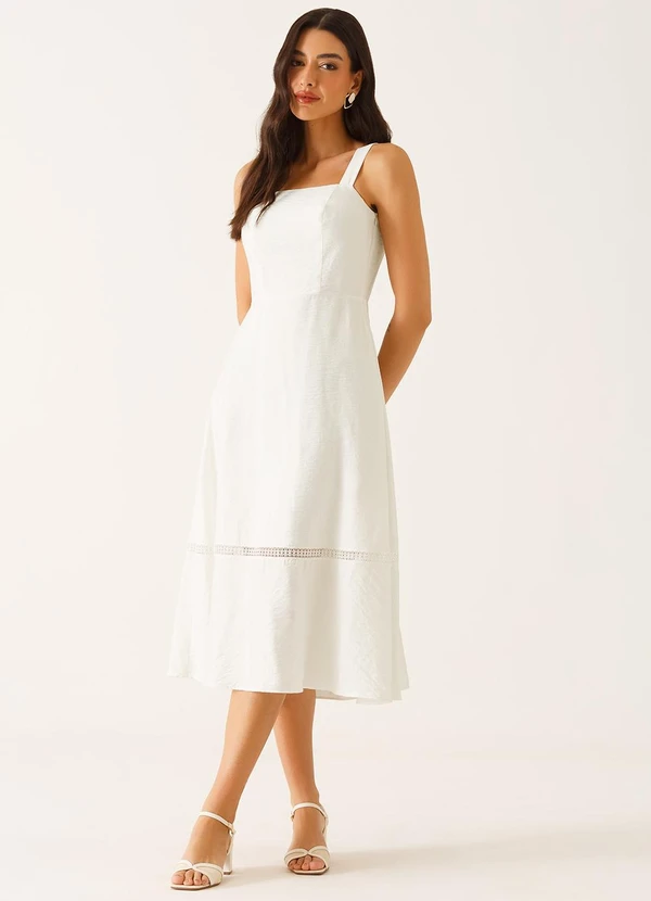 Principessa - Vestido com Alça Midi em Viscose Off White Samanta 4
