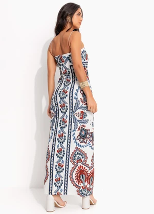 Farm - Vestido Midi Lenço Nautico Off White - FARM
