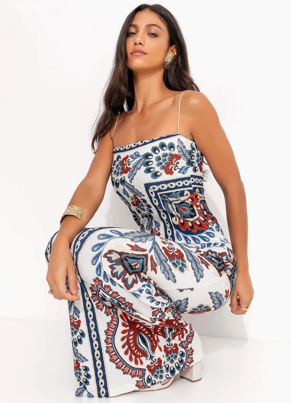 Farm - Vestido Midi Lenço Nautico Off White 3