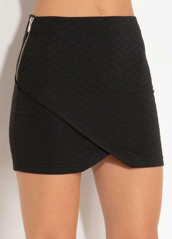 Quintess - Saia Matelassê Assimétrica Preta 7