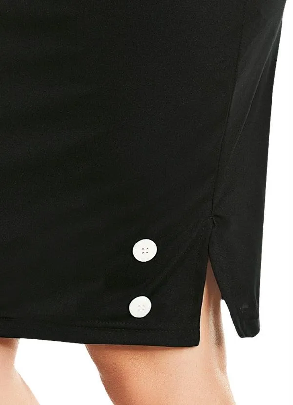 Moda Pop - Saia Preto com Fenda Lateral 3