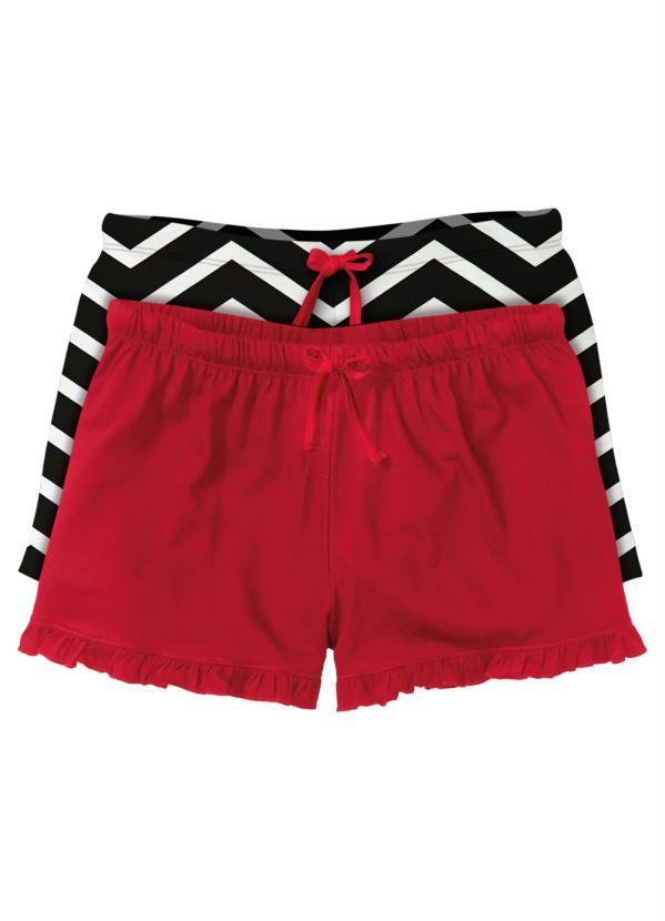 Outlet - 2 Unidades de Shorts Vermelho e Chevron 5