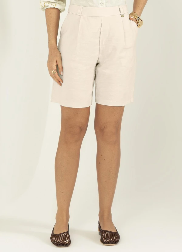 Gris - Bermuda em Tecido Alfaiataria Bege