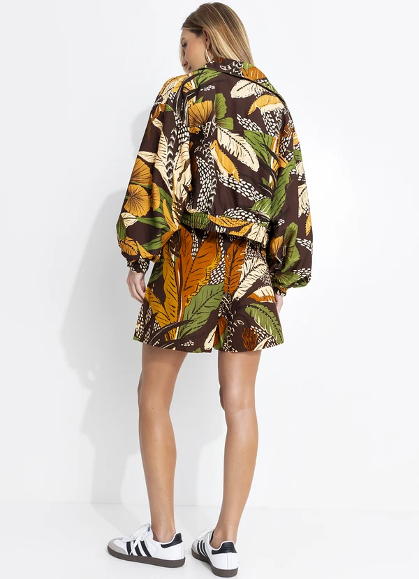 Farm - Bermuda em Viscolinho Floresta Sketch Marrom 5