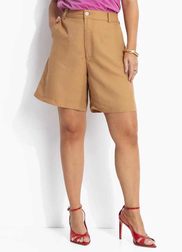 Colcci - Bermuda Linho Viscolinho Marrom