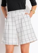 Bermuda Xadrez Grid Tecido Alfaiataria