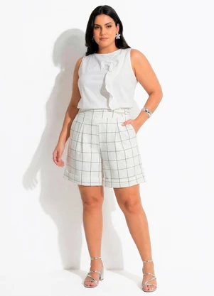 Quintess - Bermuda  Xadrez Grid Tecido Alfaiataria - QUINTESS