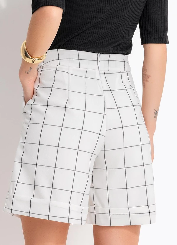 Quintess - Bermuda  Xadrez Grid Tecido Alfaiataria 4