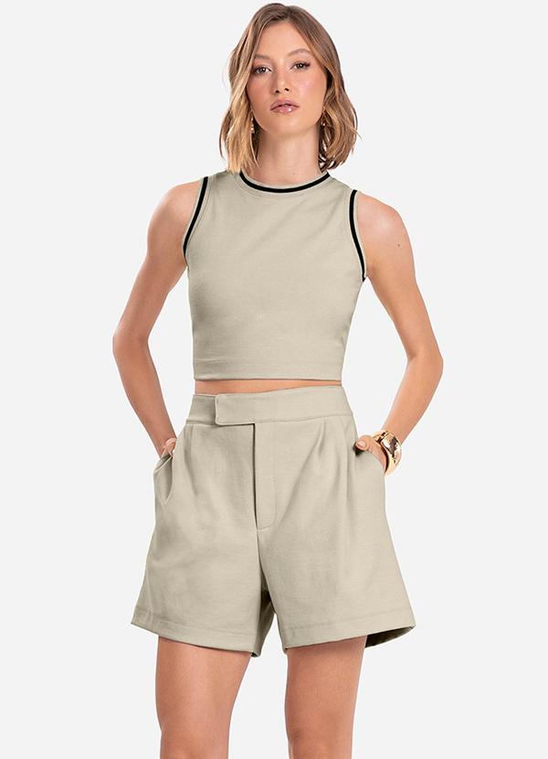 Endless - Conjunto Feminino Regata com Shorts Bege