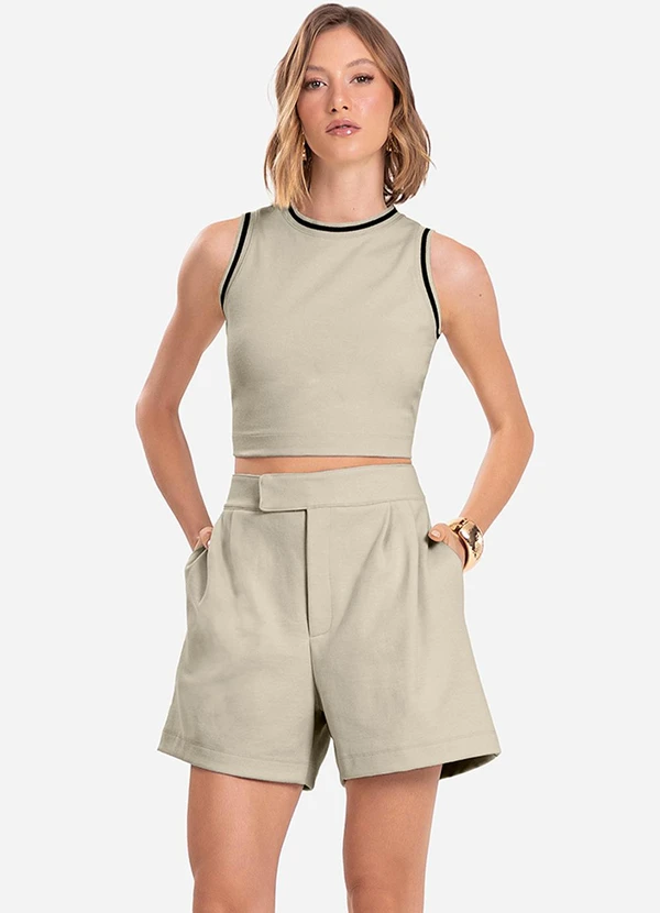 Endless - Conjunto Feminino Regata com Shorts Bege