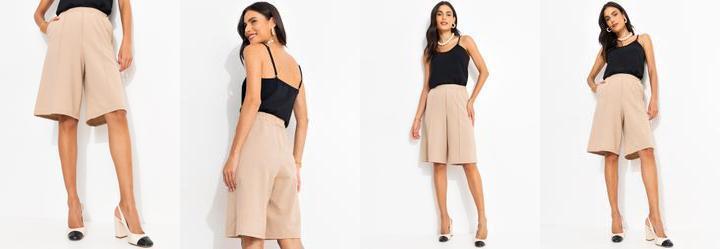 Jorts Bege em Moletinho com Textura