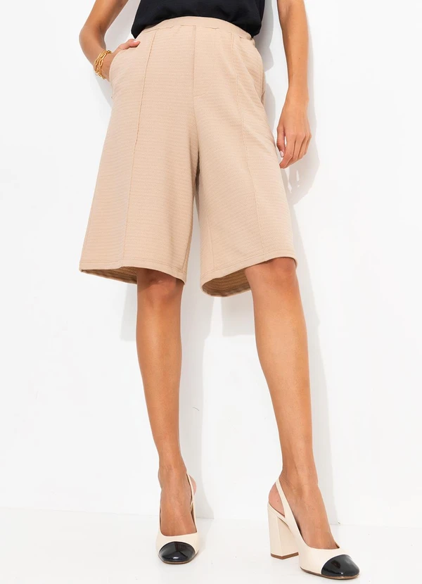 Quintess - Jorts Bege em Moletinho com Textura