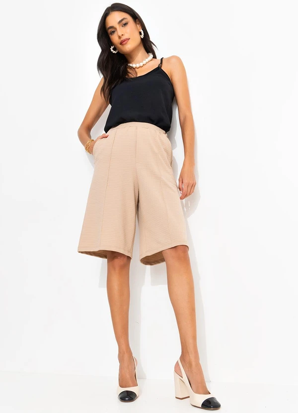 Quintess - Jorts Bege em Moletinho com Textura 4