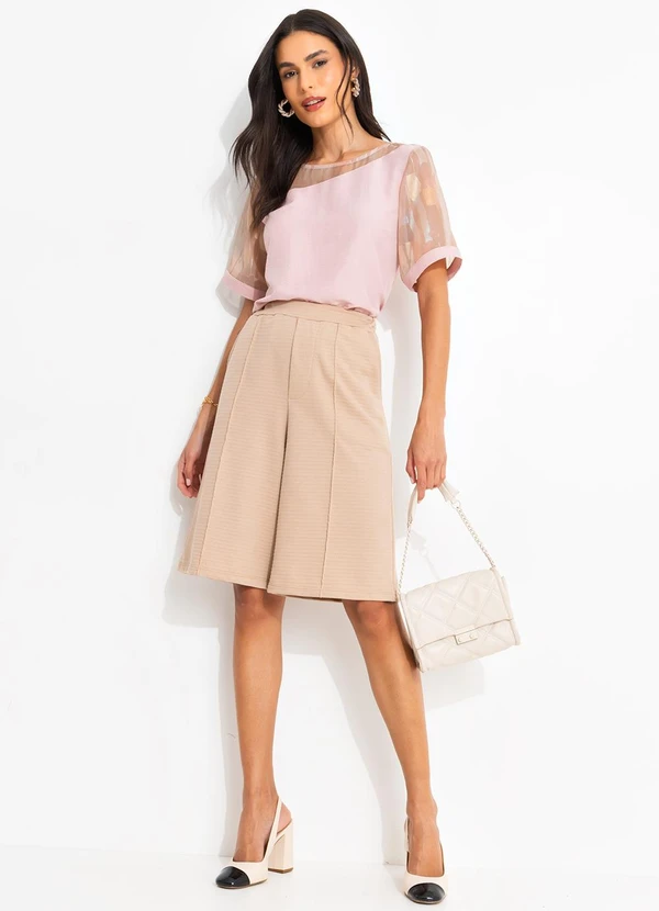 Quintess - Jorts Bege em Moletinho com Textura 6