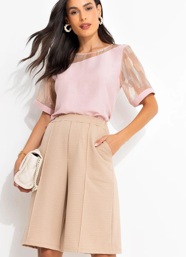 Quintess - Jorts Bege em Moletinho com Textura 7